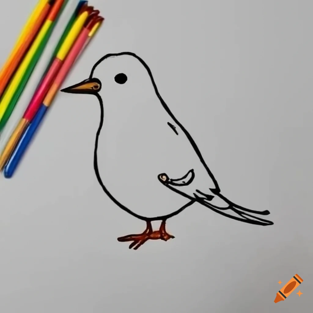 Outline drawing of bird to color, perfect for kids on Craiyon