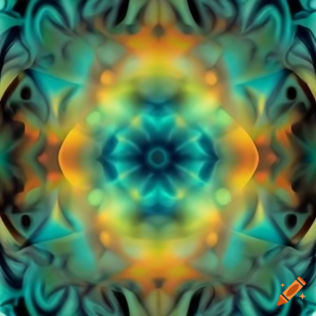 Yellow Ritual Design Teal and yellow abstract shape design, sacred geometry on Craiyon