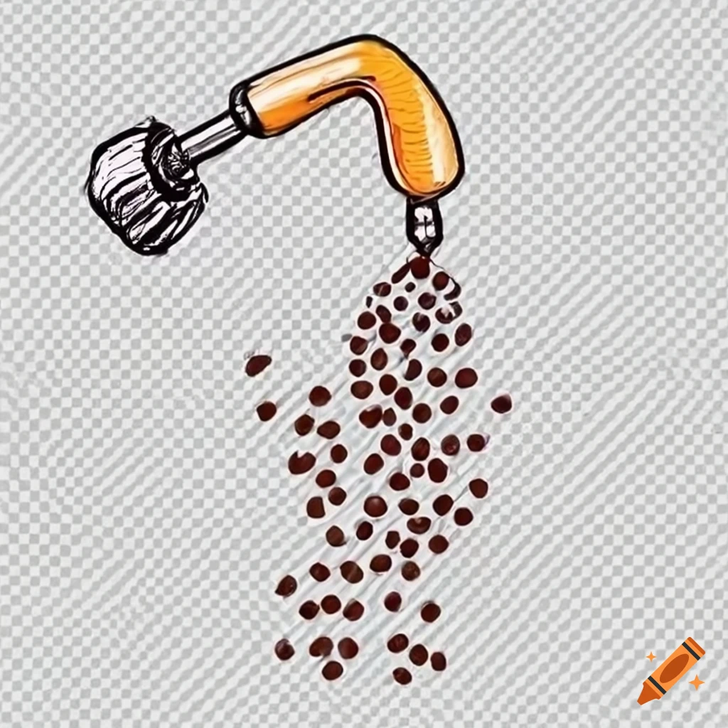 Shower spray of coffee beans