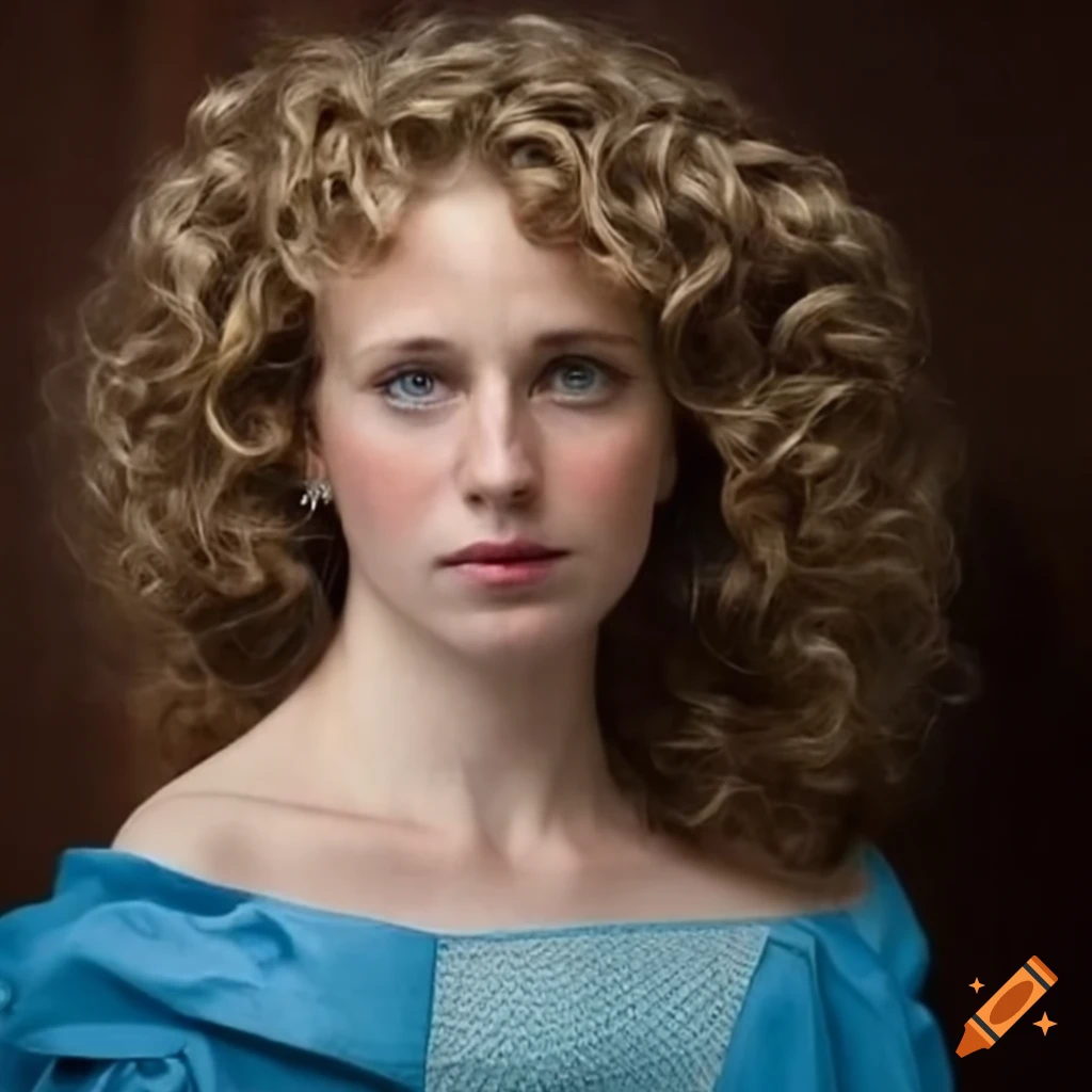 Portuguese royal family woman,curly blonde hair, she has green
