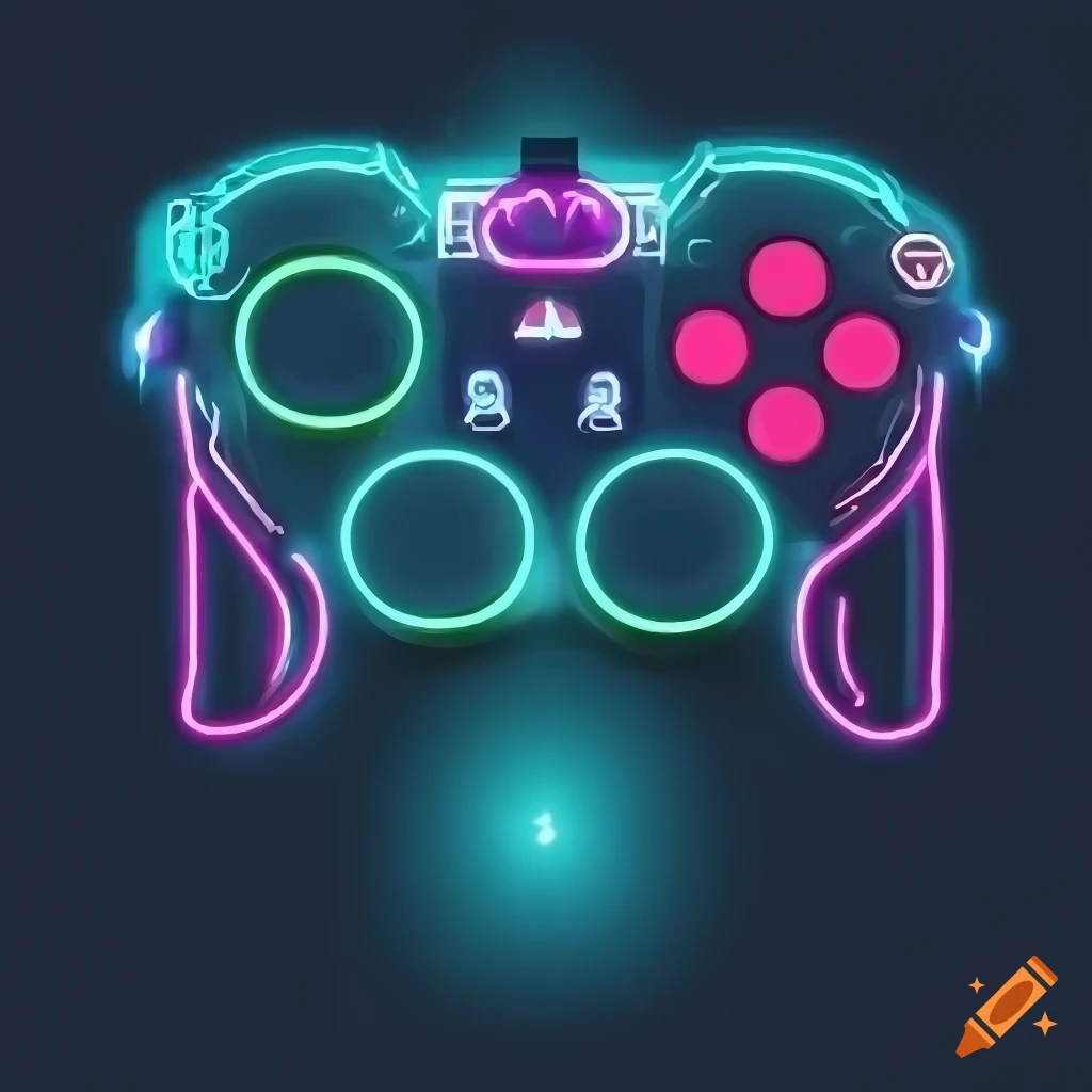 Gamepad, neon, vector, art style, avatar for , 512x512 on Craiyon