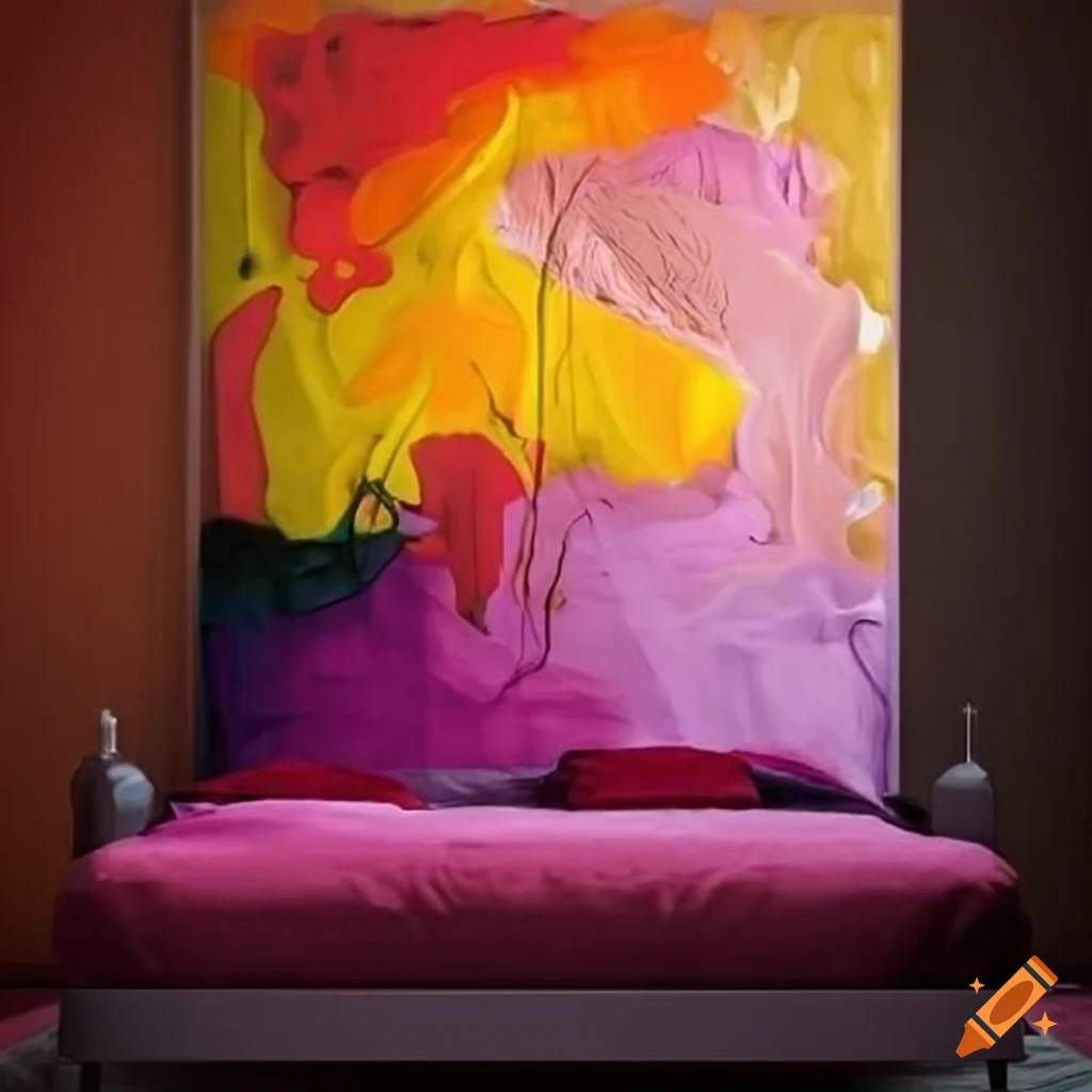 Bed made of abstract art