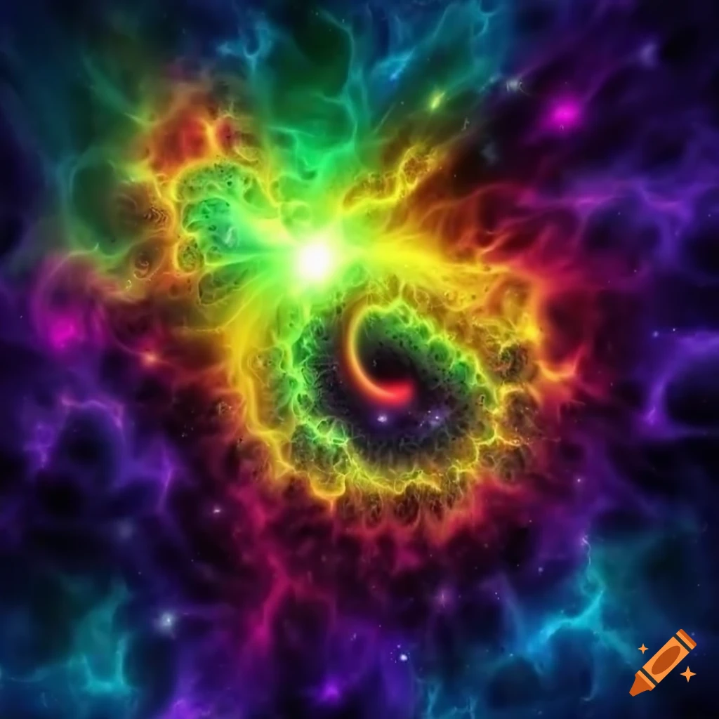 Vibrant fractal explosion resembling cosmic nebula on Craiyon