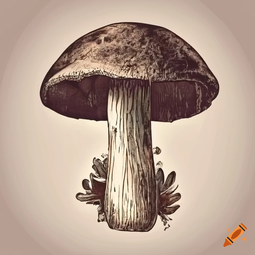Ink cap mushrooms vintage illustrations with white background