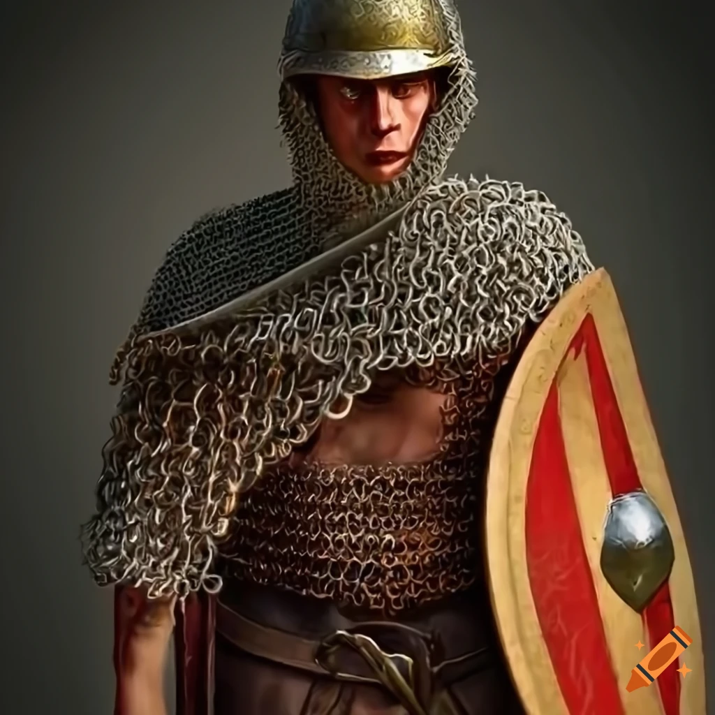 Medieval soldier in chain-mail armor on Craiyon