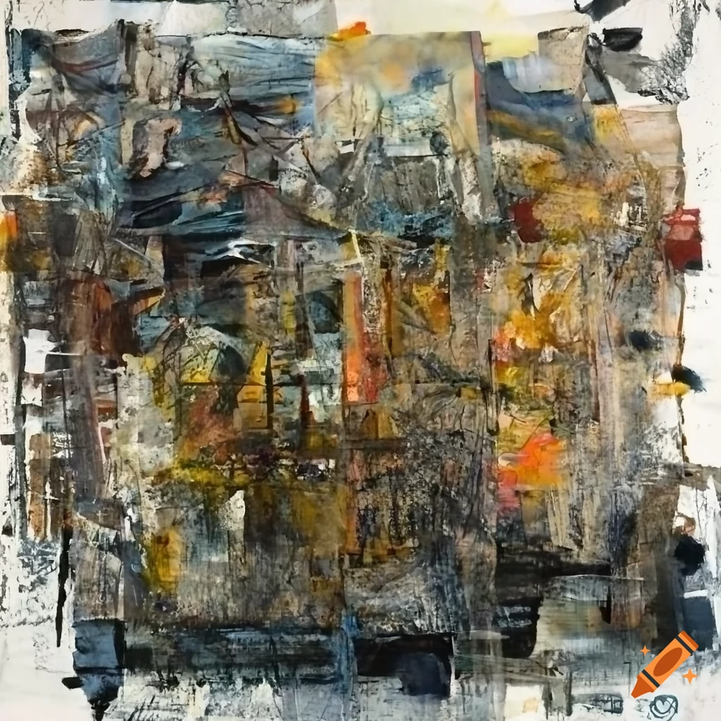 Mixed - media collage abstract painting in the style mark bradford ...