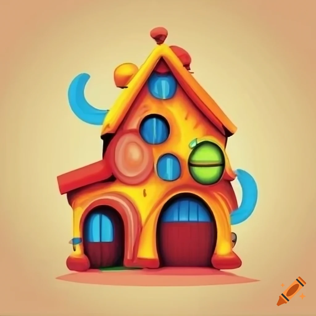 Super simplified mickey mouse house illustration