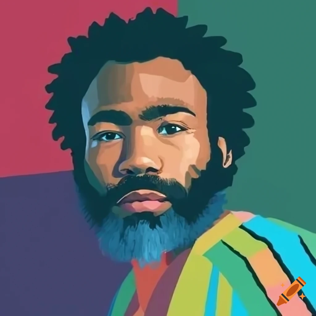 Donald Glover In A Modern Simple Illustration Style Using The Pantone
