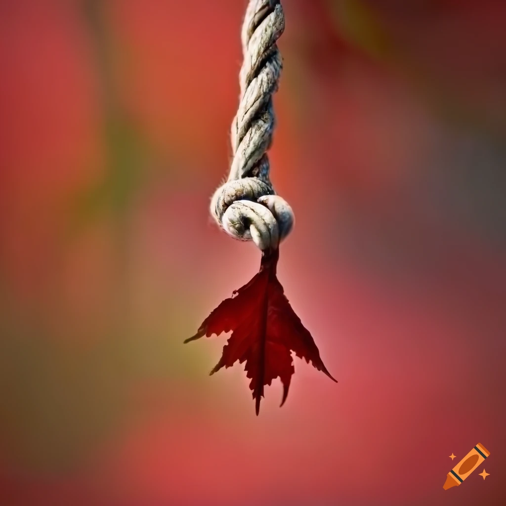 A rope hanging from a red maple tree branch on Craiyon