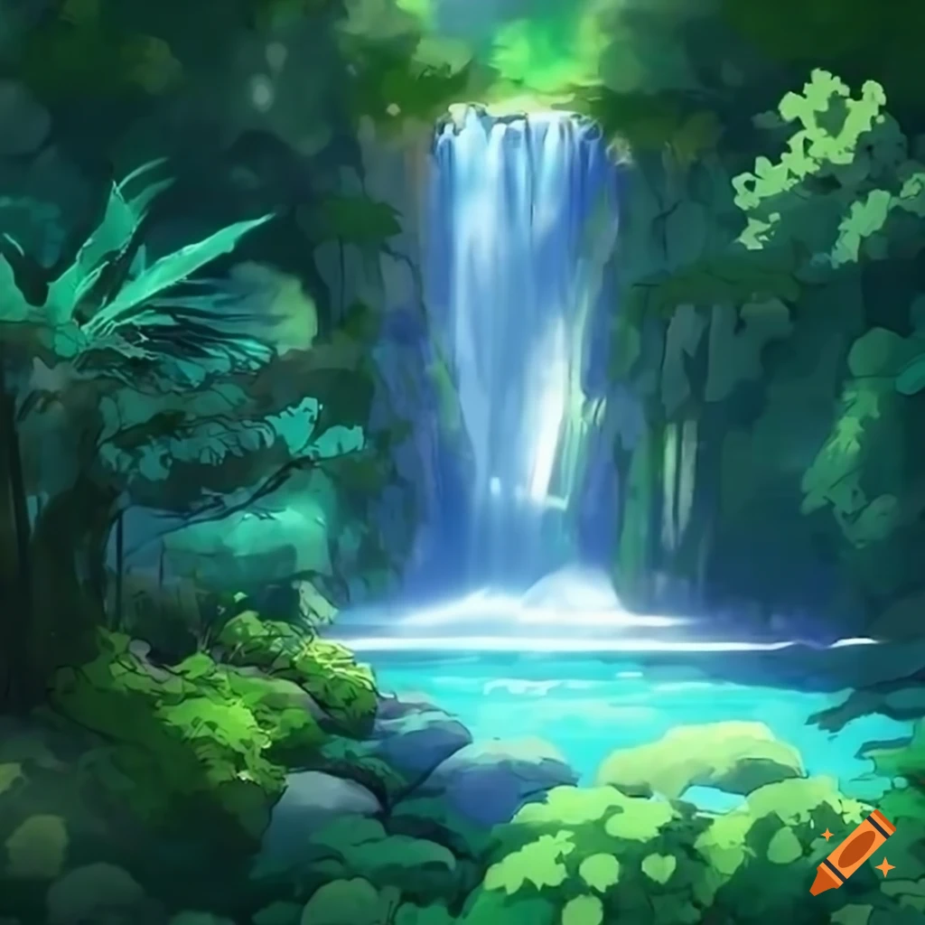 Hunter x Hunter, waterfall, trees, water, rocks, clouds, anime, Anime  screenshot, leaves | 1920x1080 Wallpaper - wallhaven.cc