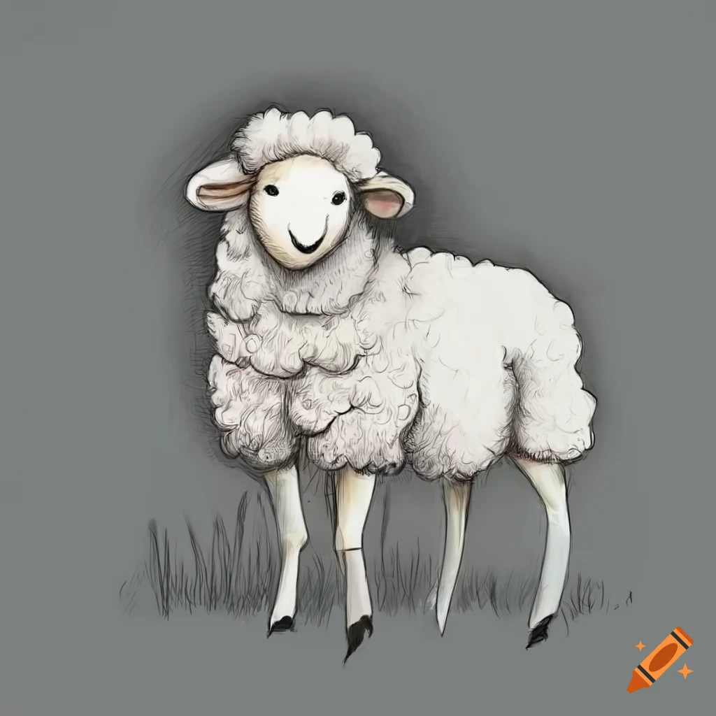 Sheep sitting winking cute creative kawaii Vector Image