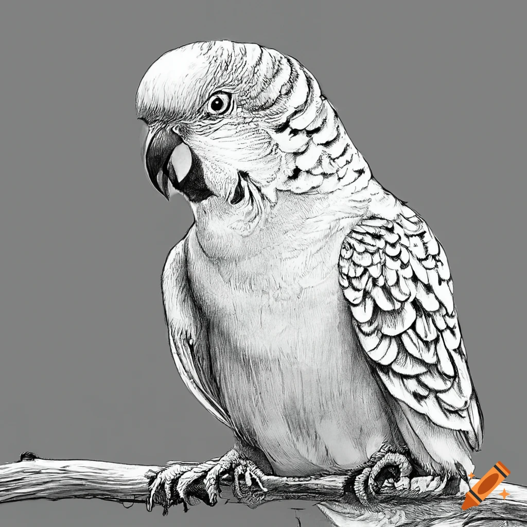 Parrot Drawing Minimal Exotic Bird Wall Art Print Poster, Framed or Canvas  | eBay