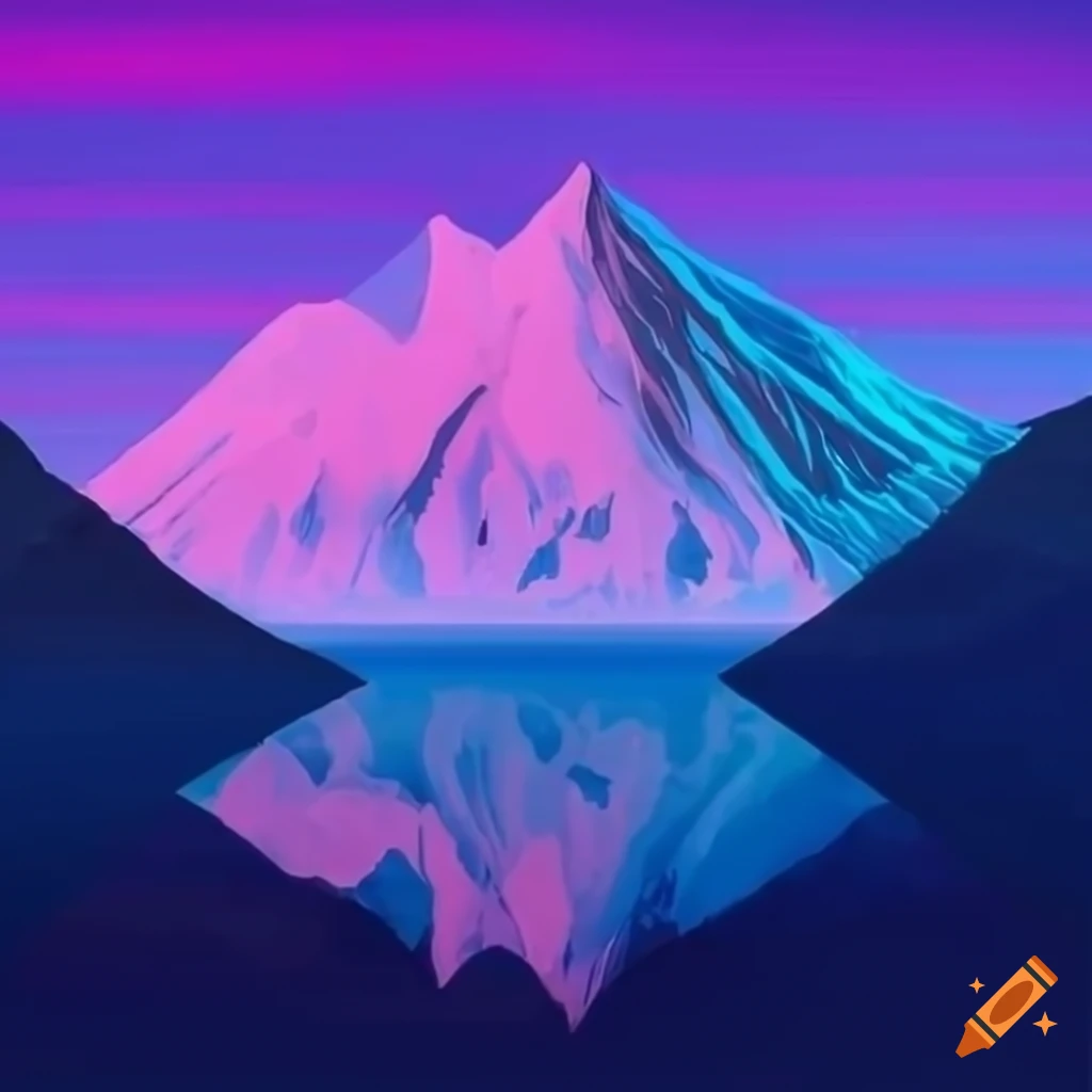 Vaporwave planet mountains