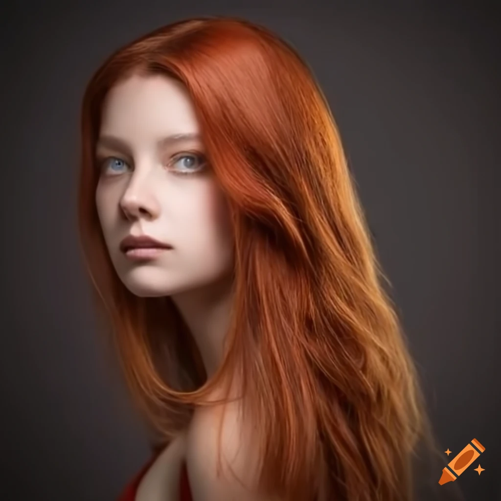 Female character with brown red hair and amber eyes