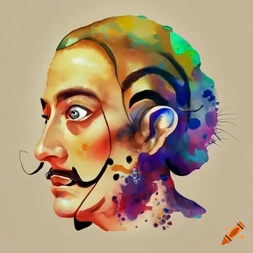 Dali with an ocelot on his shoulder in his bizarre studio