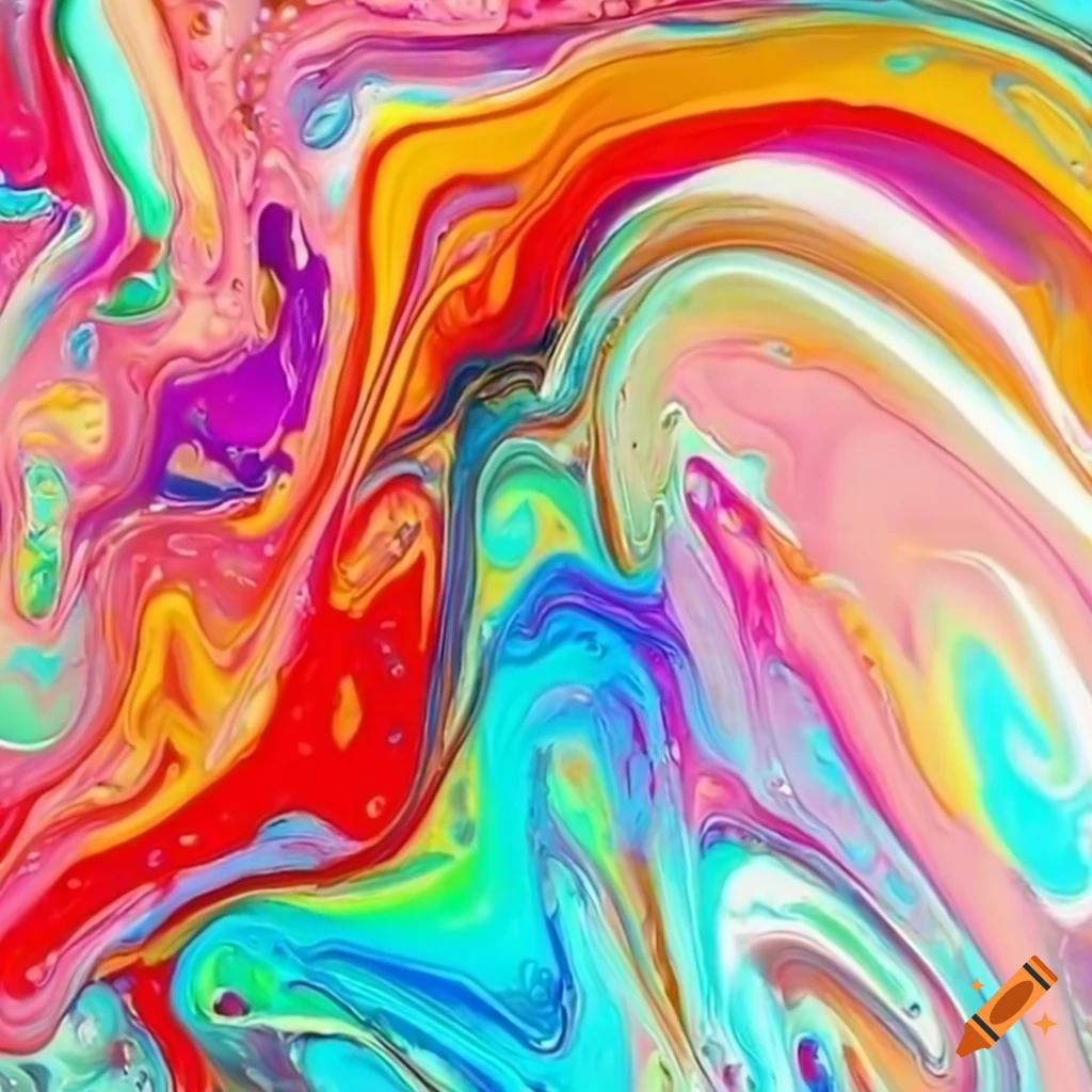 Front view paint pouring art happy colorful on Craiyon