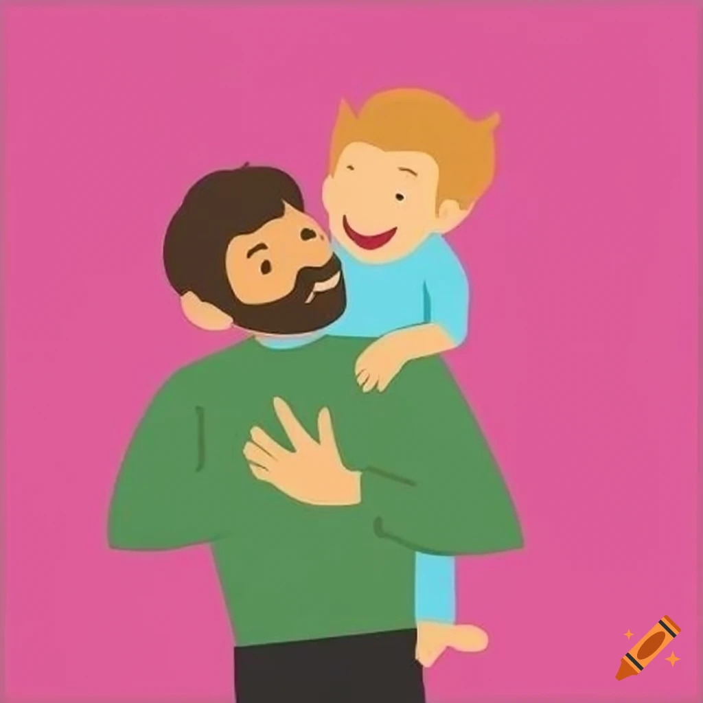 Happy fathers day card, image has father hugging child (child gender is ...