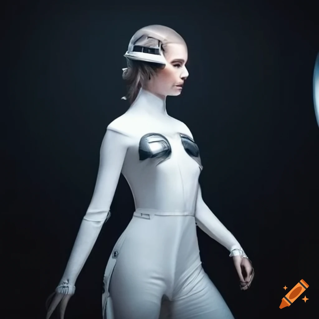 Highly detailed futuristic fashion for space travel, white, clean ...