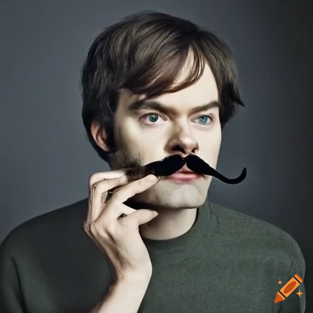 Square Mustached Bill Hader with a square mustache on Craiyon
