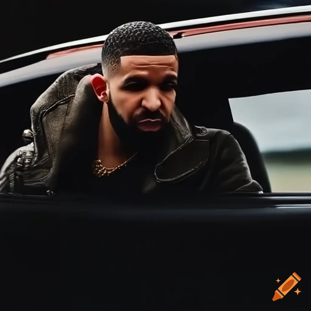 Drake sitting in a luxurious car