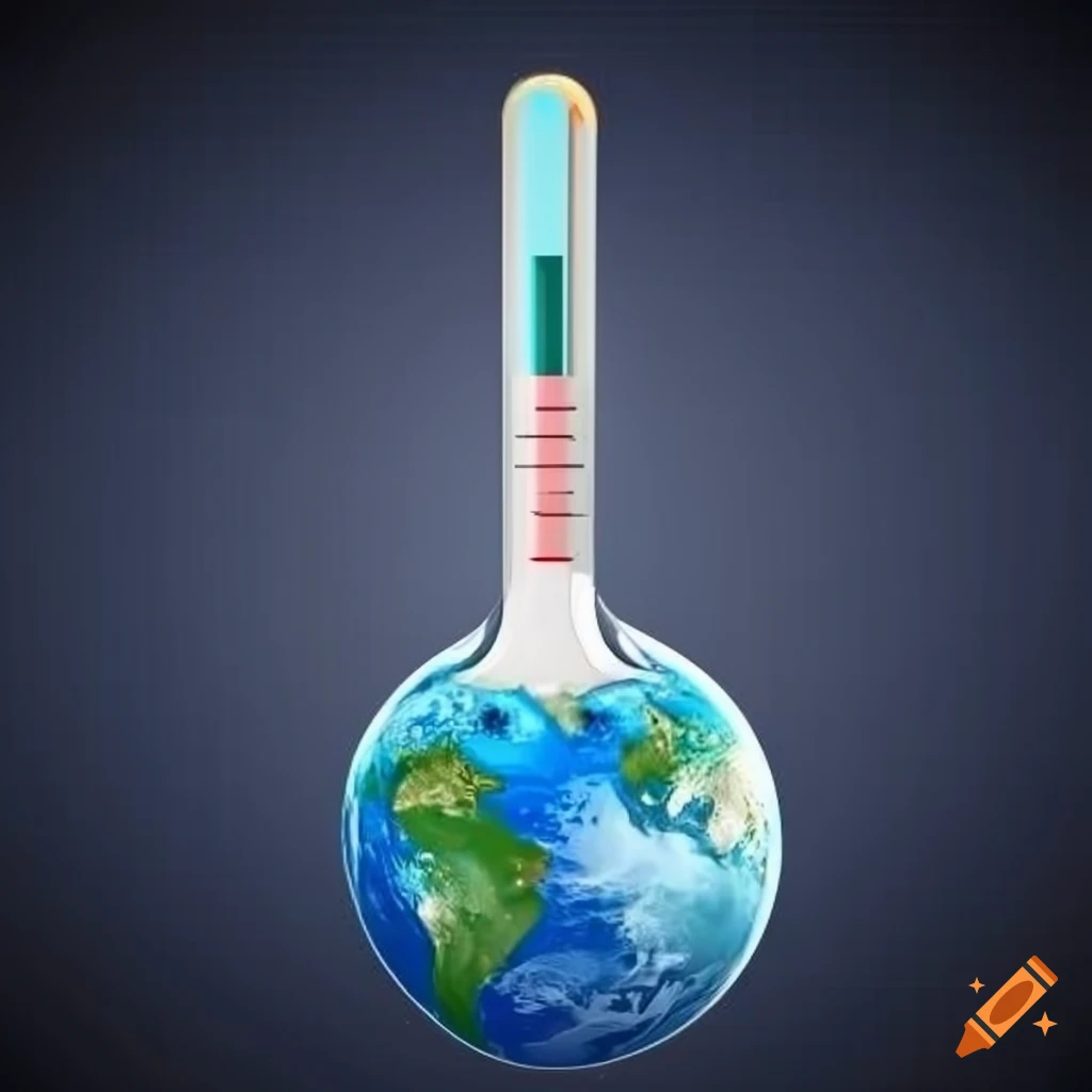 Illustration of a thermometer showing a high temperature of the earth