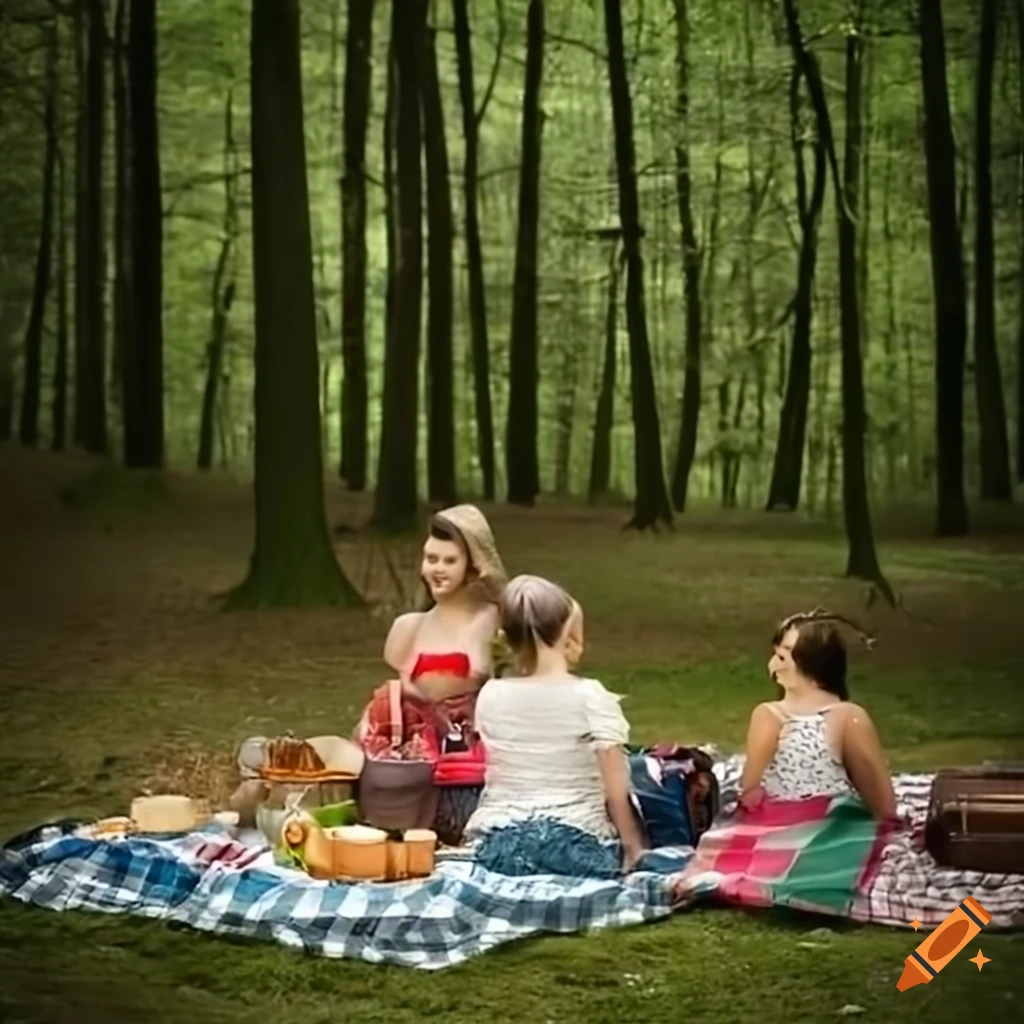 Picnic in the woods on Craiyon