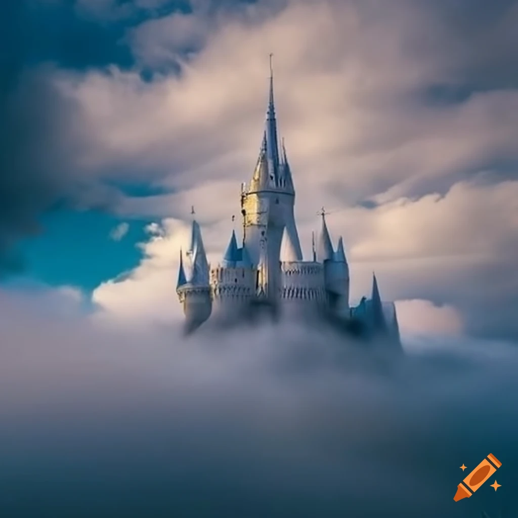 A fantasy castle floating on the clouds
