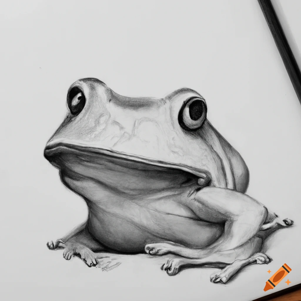 KREA - robotic frog, pencil sketch, concept art