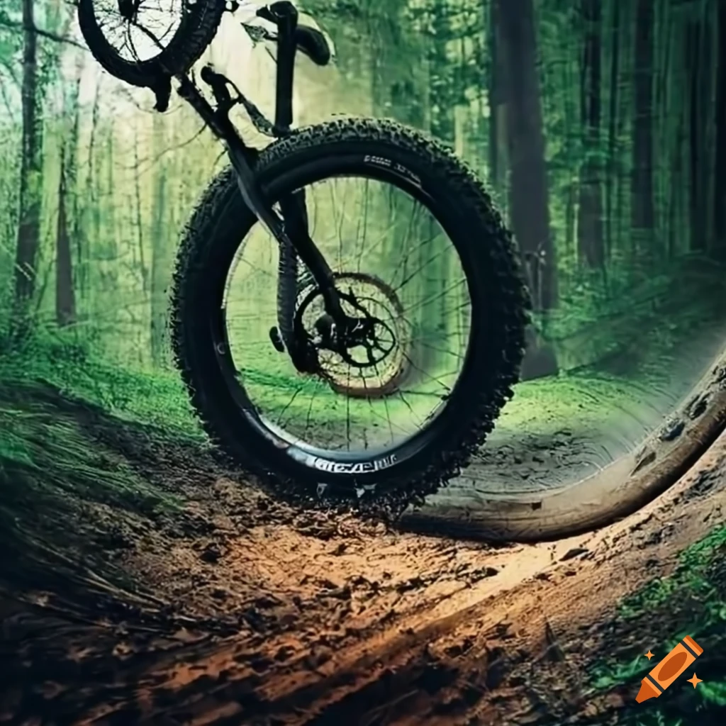 Mountain bike tire tracks on Craiyon