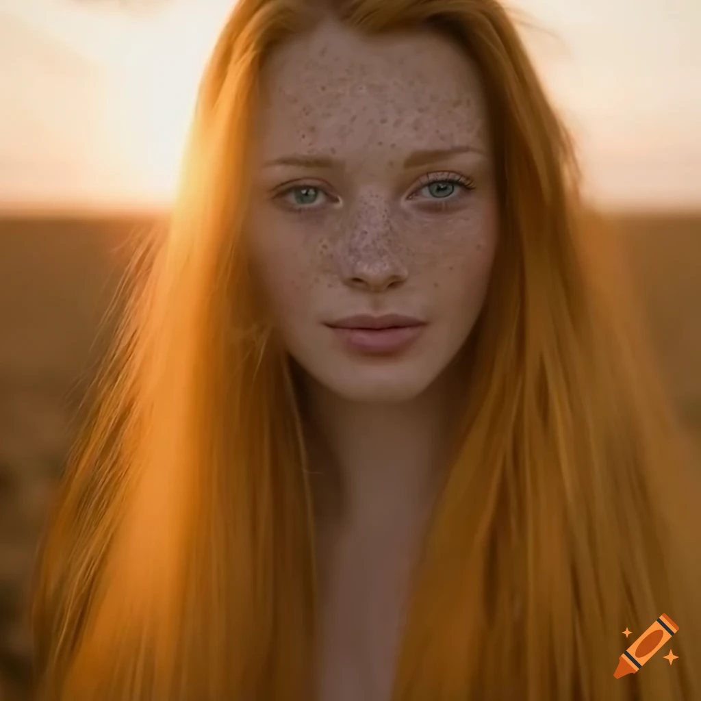 Ginger woman with freckles, pale skin, photo, photograph, portrait