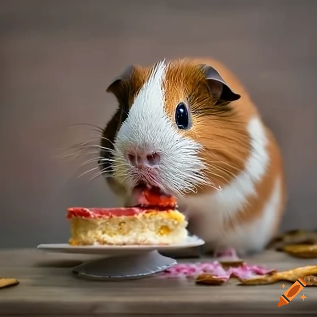 Guinea pig eating cake
