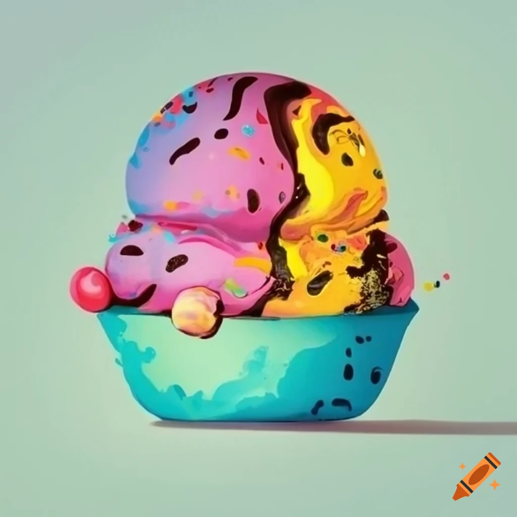 Poster dippin dot ice cream cut and paint style