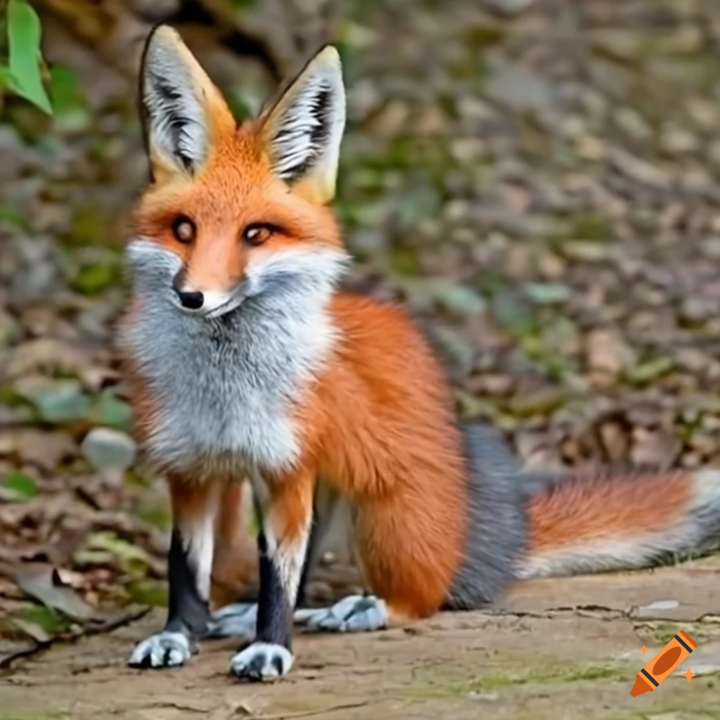A bipedal fox-like pokémon with silver fur on its body and black muzzle ...