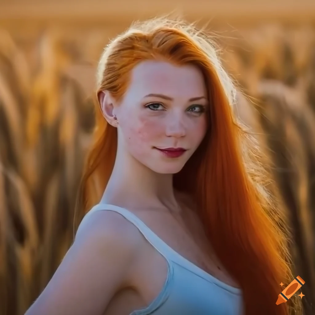 Ginger Woman With Freckles Pale Skin Photo Photograph Portrait Close Up Golden Hour Wheat