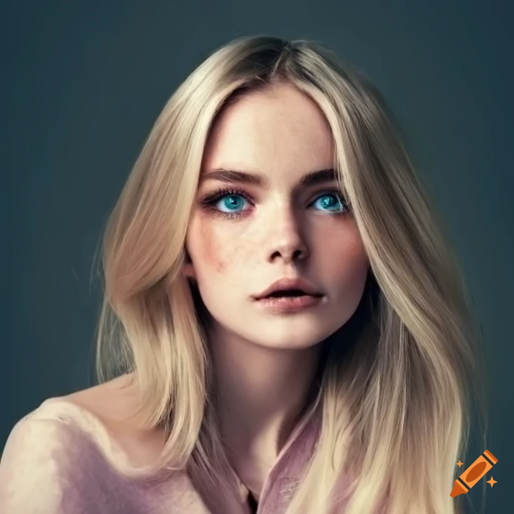 Girl with pale blonde hair and natural beauty with big eyes on Craiyon