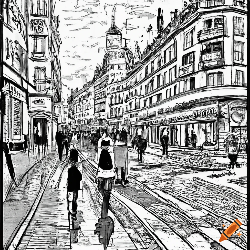 Conceptual illustration of a busy city with streets, cars and houses.  Cartoon style drawing. #667244 | Clipart.com
