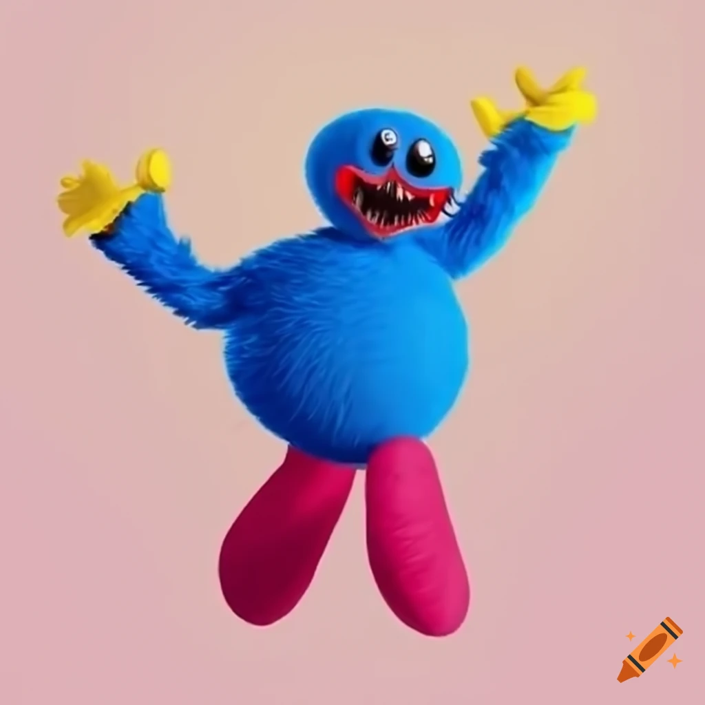 Kirby as Huggy Wuggy in the style of Poppy Playtime