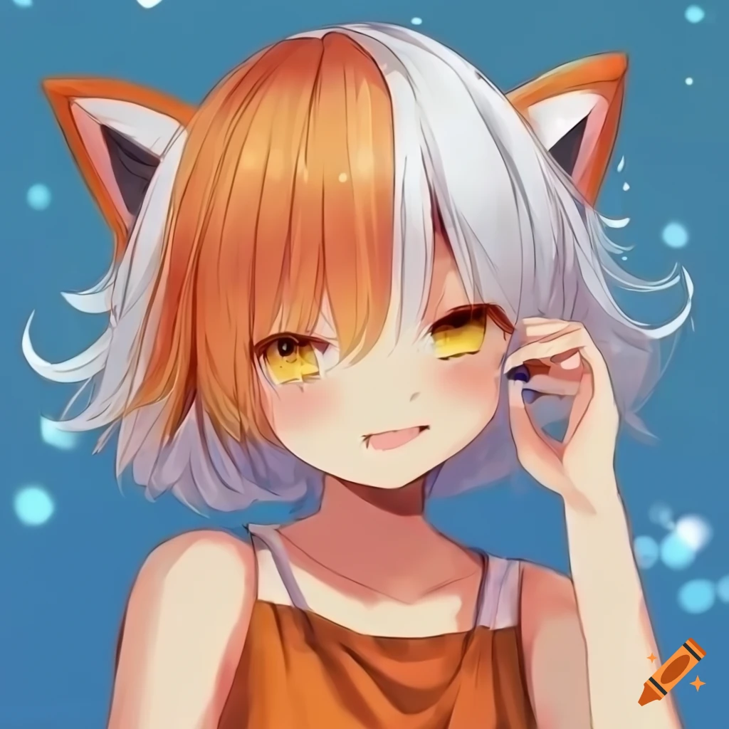 anime girl with short orange hair