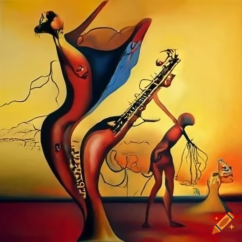 アート・デザイン・音楽 SALVADOR DALI The Making of an Artist Jazz trio painted by Salvador dali on Craiyon