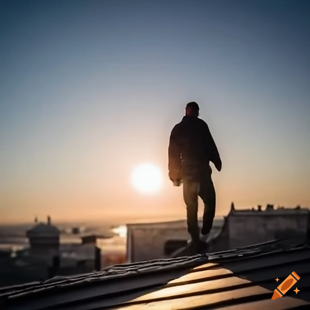 A man walking on the roof on Craiyon