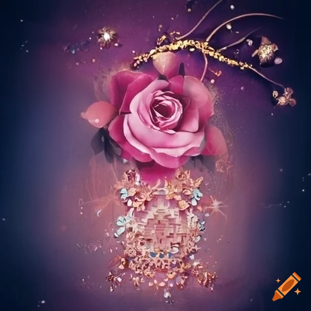 Canvas Of Rose Rhinestones. Background Stock Photo, Picture and