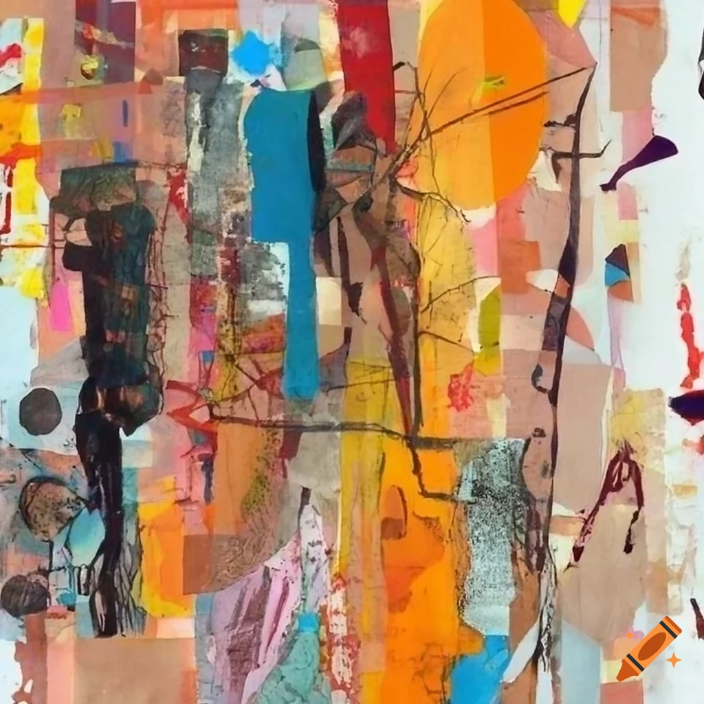 Mixed - media collage abstract painting in the style mark bradford ...