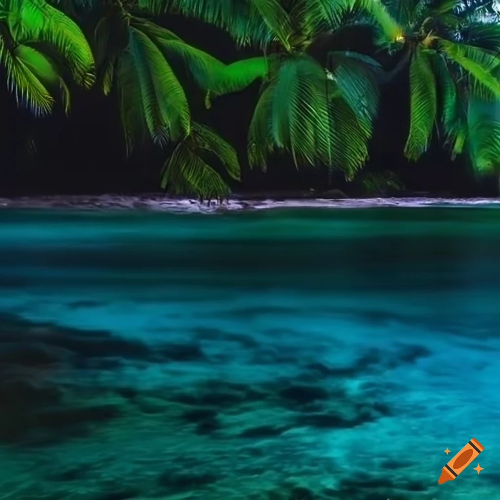 Night tropical island landscape on Craiyon