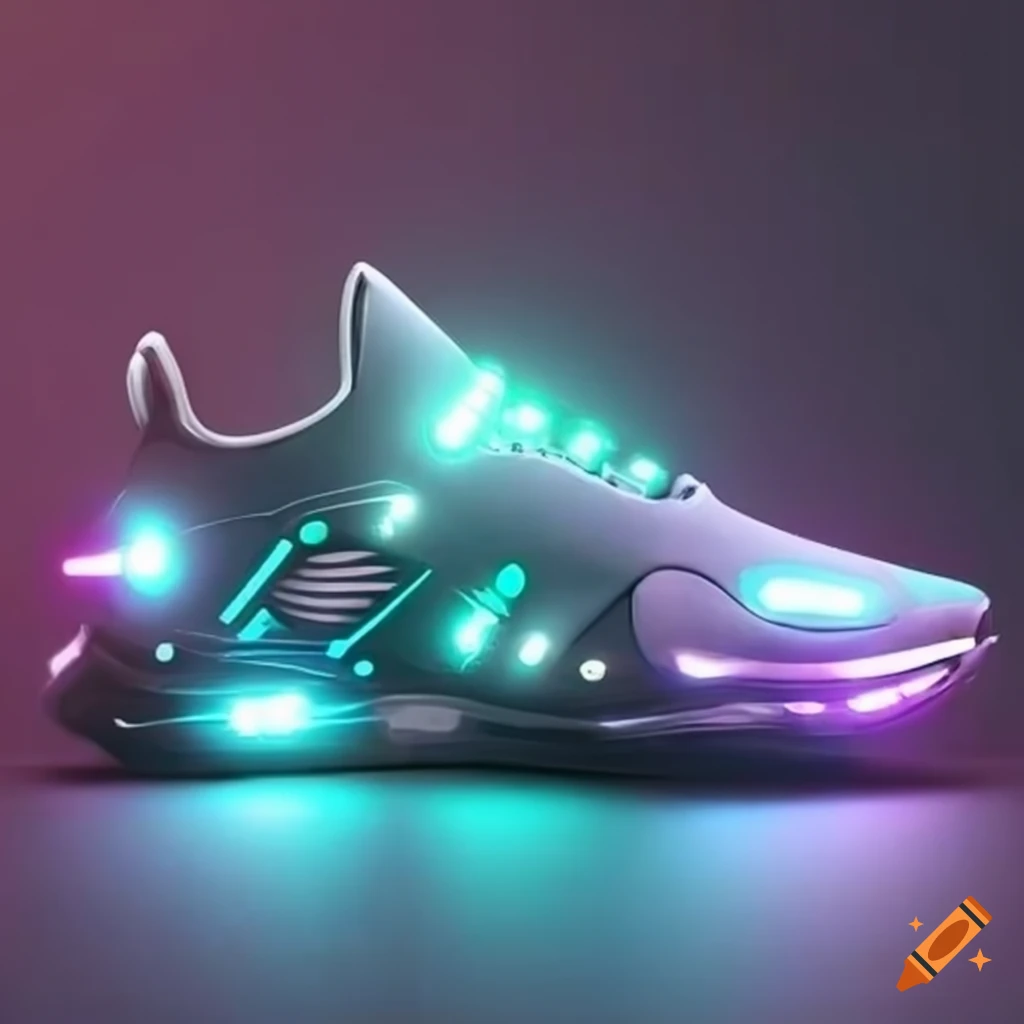 Futuristic sport shoes with lights on Craiyon