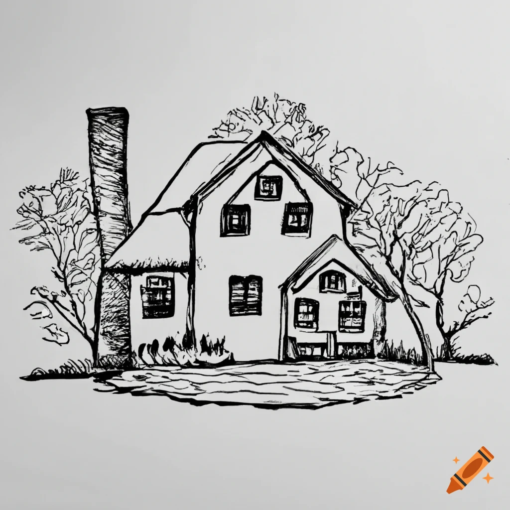 Easy House Tree Scenery Step by Step Drawing