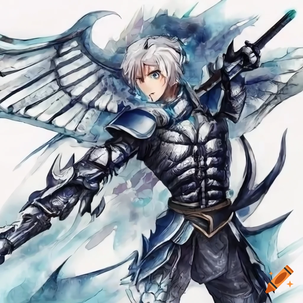 anime boy with sword and wings