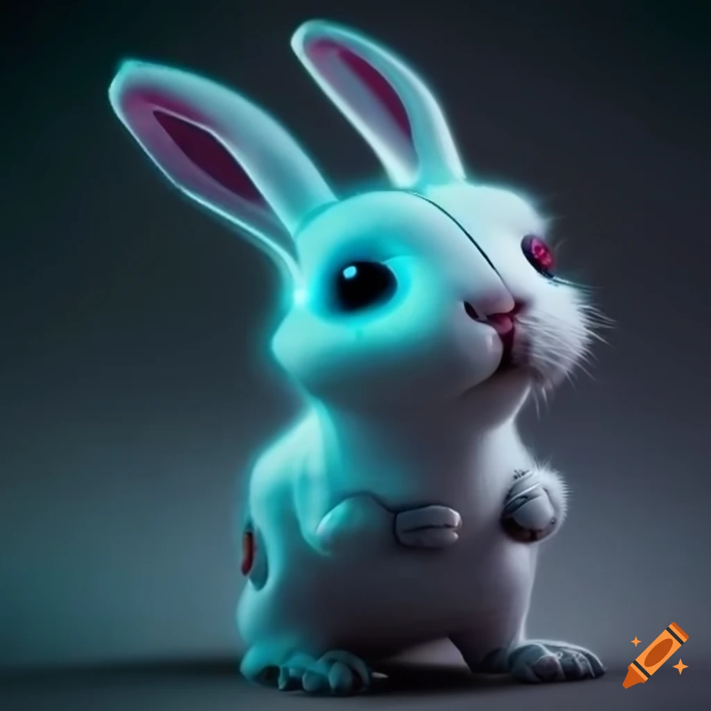 Stylized cute cybernetic rabbit on Craiyon
