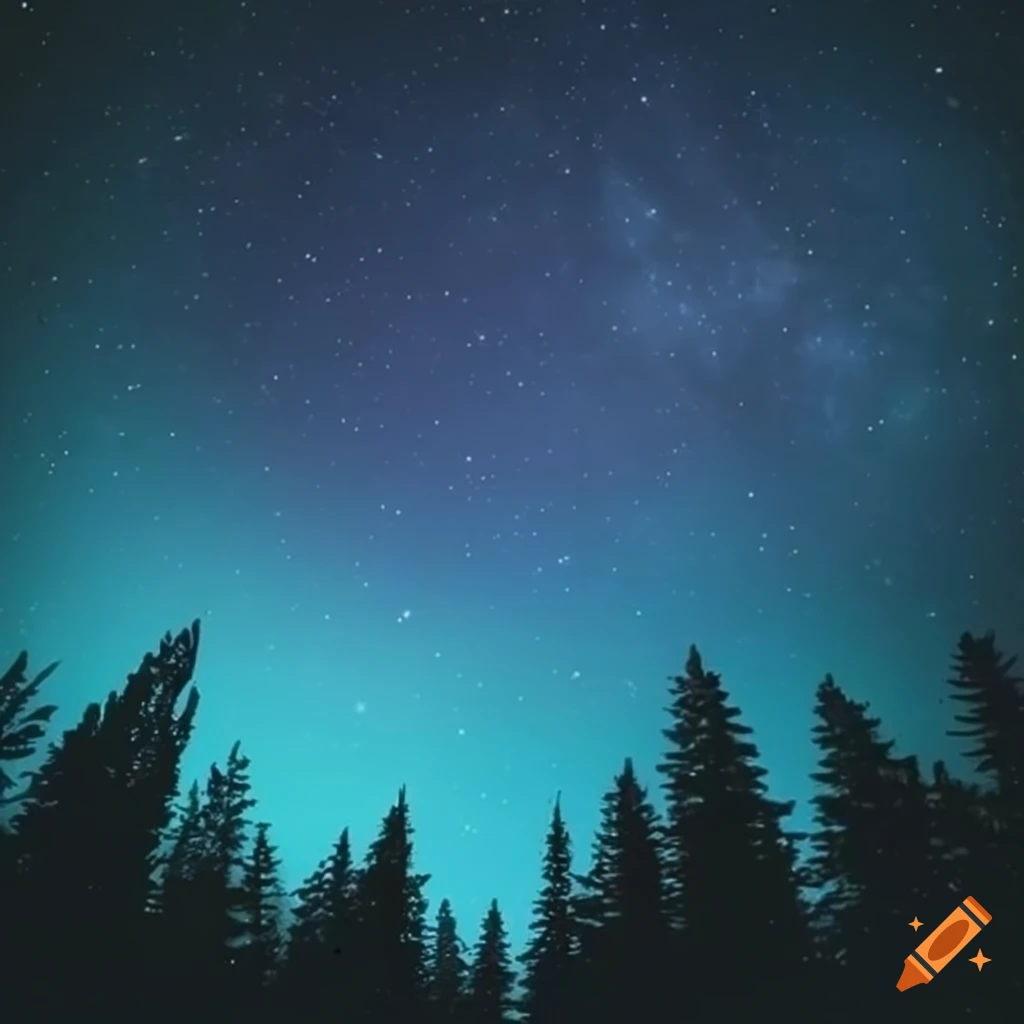 Starry night in a forest on Craiyon