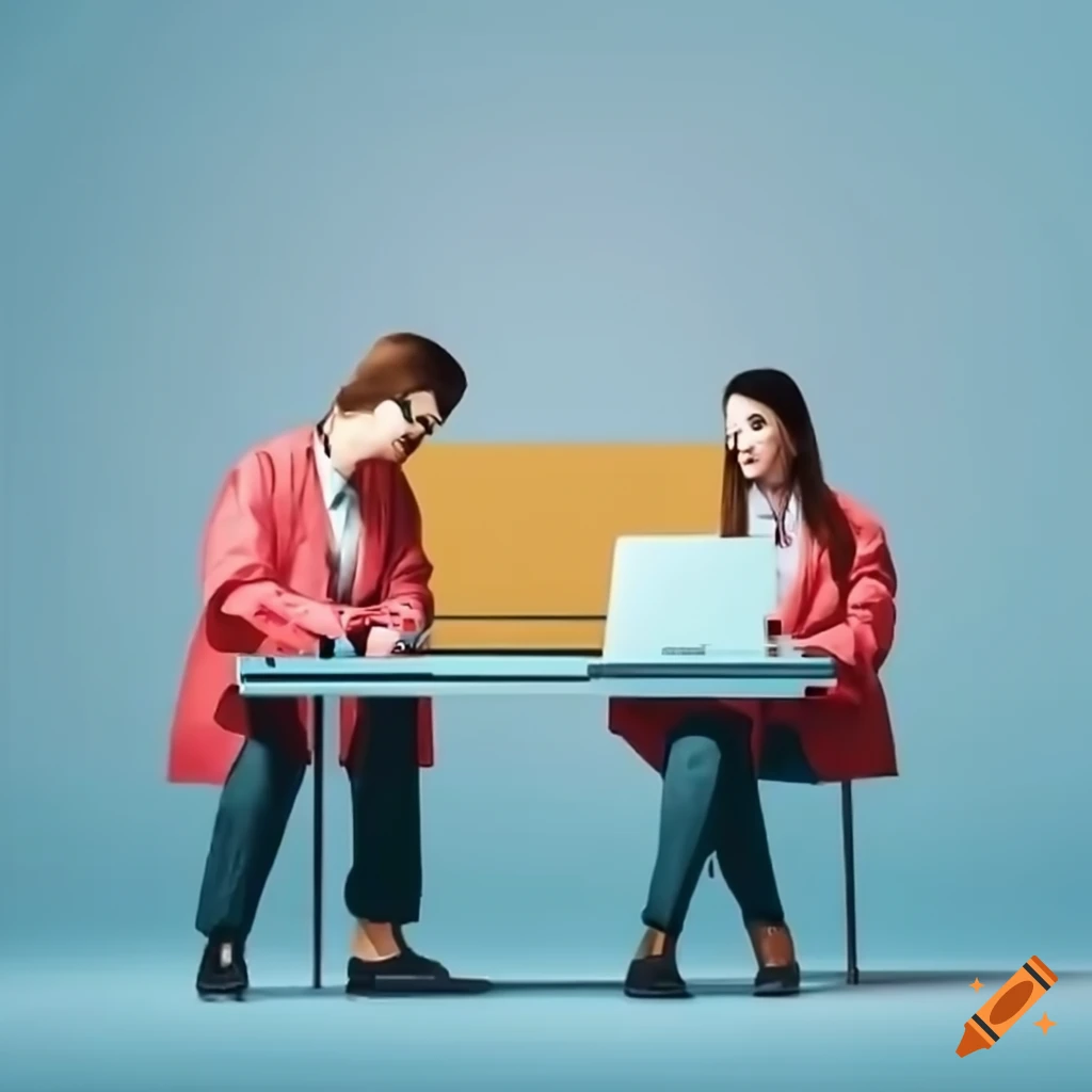 Two people programming in python on a laptop to learn coding. one ...