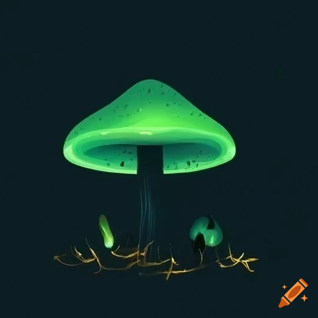 Glowing mushroom in the dark on Craiyon